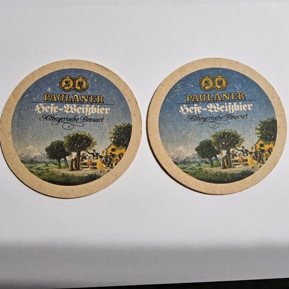 Paulaner‎ Lufthansa Beer Coasters Set of 2 German Münchener Brauerei Vintage - Picture 2 of 4